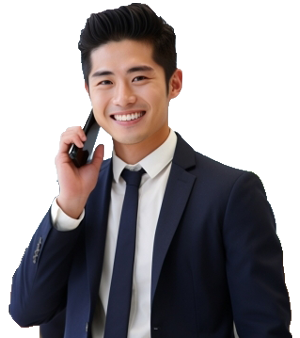 相談の電話を取る男性社員